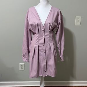 Pastel purple leather mini dress